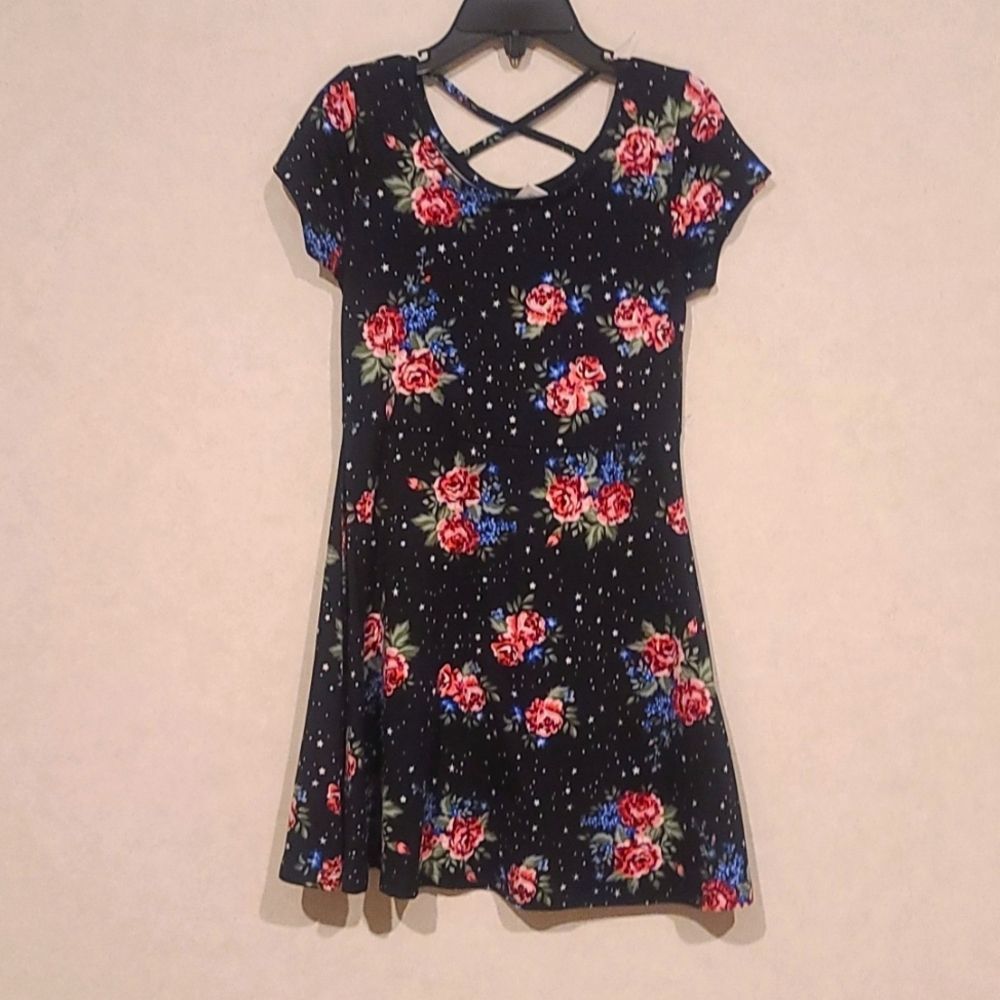Black floral skater dress size 4/5